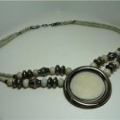 Vintage Stone & Silver Tone Tribal Necklace/Pendant