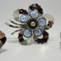 Vintage Light Blue Iridescent Glass/Faux Pearl Brooche /Clip Earrings Chic Paris
