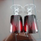 Vintage Ruby Red Arcoroc 2 Water Glass Footed France