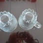 Vintage 2 cups Clear Glass China Pearlware 50's