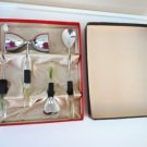 Vintage Grass & Glitter Clear & Black Lucite Handles Barware Set