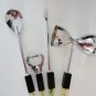 Vintage Grass & Glitter Clear & Black Lucite Handles Barware Set