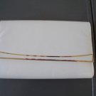 Vintage White Leather Like clutch Purse Mino