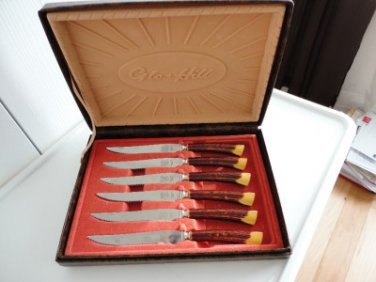 Vintage Bakelite Steak knives Set  GloHill Boxed Near Mint