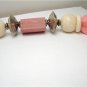 Vintage Heavy Mixed Beads Pink & Cream Necklace 70's