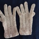 Vintage Beige Crocheted Net Wristies Gloves Size Med Lenght 7 Inches France