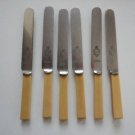 Vintage White Galalith 6 Knives Butter Spreader Flatware Charles Barber