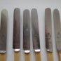 Vintage White Galalith 6 Knives Butter Spreader Flatware Charles Barber
