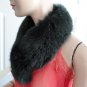 Vintage Gorgeous Fluffy Dyed Dark Green Genuine Fox Fur Collar 70s