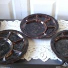 Vintage Beauceware Brown  4 Sushi/Fondue Plates 1792