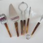 Vintage brown/caramel swirl bakelite Jar opener Meat tenderize, Tongs Pie Server