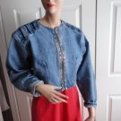 Vintage 80's Short Denim Women Jacket Cobra Large SEXY!