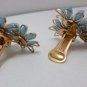 Vintage Light Blue Flowers On Goldtone Clip Earrings Alice So Feminine!