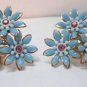 Vintage Light Blue Flowers On Goldtone Clip Earrings Alice So Feminine!