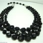 Vintage 3 Rows Plastic Faceted Necklace Gothic Classy