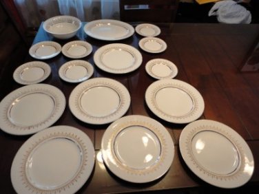 Vintage Alfred Meakin Astro gold Rose China 15 Pcs Lot