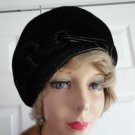 Vintage Black Stitched Velvet Women Hat S 22¼ inches 60s Nadelle Vintage Black Stitched Velvet Women Hat S 22¼ inches 60s Nadelle