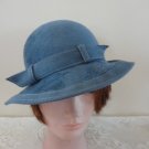 Vintage Greyish Blue Felt  Women Hat 21 1/4 Inches Small