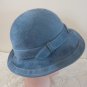 Vintage Greyish Blue Felt Women Hat 21 1/4 Inches Small