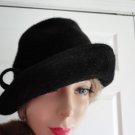 Vintage Black Genuine Beaver Felt Women Hat XS 21 inches 60s Vintage Black Genuine Beaver Felt Women Hat XS 21 inches 60s