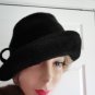 Vintage Black Genuine Beaver  Felt Women  Hat XS 21 inches 60s