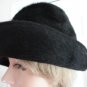 Vintage Black Genuine Beaver Felt Women Hat XS 21 inches 60s