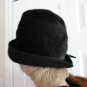 Vintage Black Genuine Beaver Felt Women Hat XS 21 inches 60s