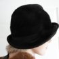 Vintage Black Genuine Beaver Felt Women Hat XS 21 inches 60s
