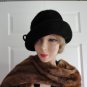 Vintage Black Genuine Beaver Felt Women Hat XS 21 inches 60s