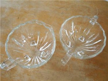 Vintage Creamer & Sugar  Glass China Pearlware Pattern 50's