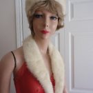 Vintage Genuine White Mink Women Hat Extra Small 20 3/4 in Matching Collar Vintage Genuine White Mink Women Hat Extra Small 20 3/4 in Matching Collar