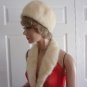 Vintage Genuine White Mink Women Hat Extra Small 20 3/4 in Matching Collar