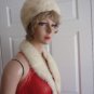 Vintage Genuine White Mink Women Hat Extra Small 20 3/4 in Matching Collar