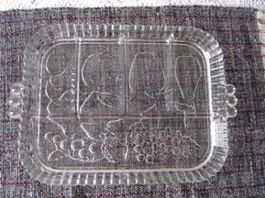 Vintage Clear Glass Embossed Fruits Rectangular Platter