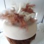 Vintage Beige Doeskin Felt/Feathers Women Hat S 21½ inches 50s NOS