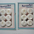 Vintage Lot 2 Cards/6 Buttons ¾ inch 2 holes American Maid Pearls USA Made