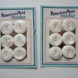 Vintage Lot 2 Cards/6 Buttons ¾ inch 2 holes American Maid Pearls USA Made
