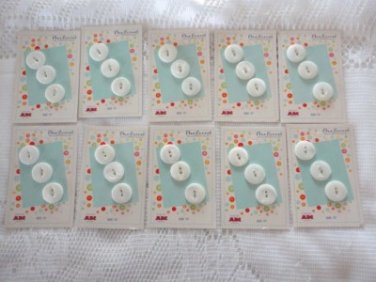 Vintage Lot 10 Cards/3 Buttons &Acirc;&frac34; inch 2 holes Blue Bonnet Genuine ABC Pearl NOC