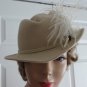 Vintage Beige Wool Felt /Huge Ostrich Feather Women Hat Small 21½" Georgette CA