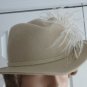 Vintage Beige Wool Felt /Huge Ostrich Feather Women Hat Small 21&Acirc;&frac12;" Georgette CA