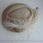 Vintage Beige Wool Felt /Huge Ostrich Feather Women Hat Small 21½" Georgette CA