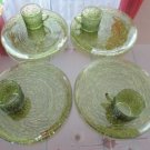 Vintage Avocado Green Glass Snack Set Ancho Hocking 70's