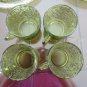 Vintage Avocado Green Glass Snack Set Ancho Hocking 70's