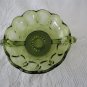 Vintage Green Glass Double Handles Candy Dish 70's