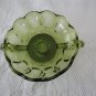 Vintage Green Glass Double Handles Candy Dish 70's