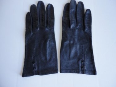 Vintage Navy Kid Lined Women Gloves Size 6&Acirc;&frac12; Shorties