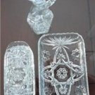 Vintage EAPG 3 pcs lot Star of David Butter Covered Dish, Cruet/Stopper, Tray