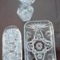 Vintage EAPG 3 pcs lot Star of David Butter Covered Dish, Cruet/Stopper, Tray