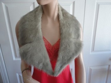 Vintage Sapphire Grey Mink Fur Collar Preowned