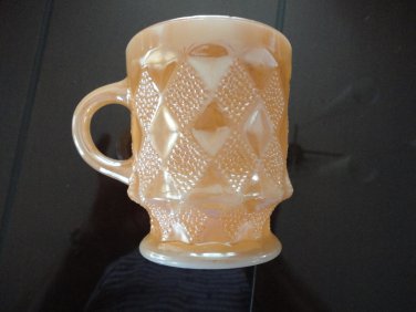 Vintage Fire King Kimberly Pattern Peach Lustre Mug #3
